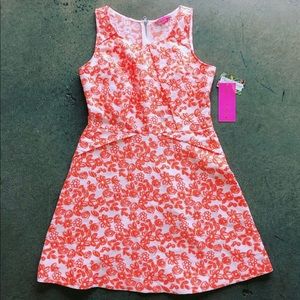NWT Betsey Johnson Orange Floral Dress A Line 14